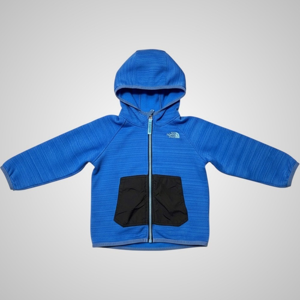 The North Face Fleece Hoodie Toddler Size 5 Blue Full Zip Raglan Jacket